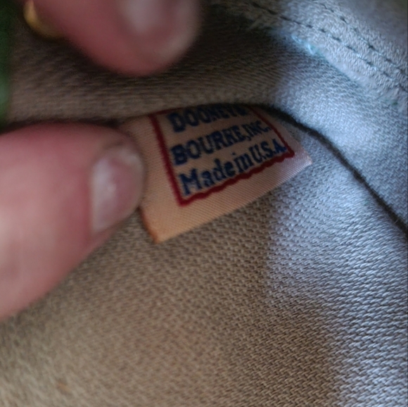 Dooney And Bourke Vintage Green And White Monogram Wristlet With Leather Trim - Picture 8 of 10